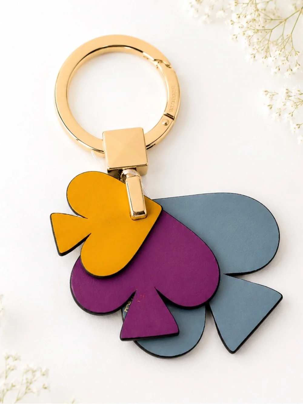 kate spade Multicolor Spade Leather Keychain with Gold Ring